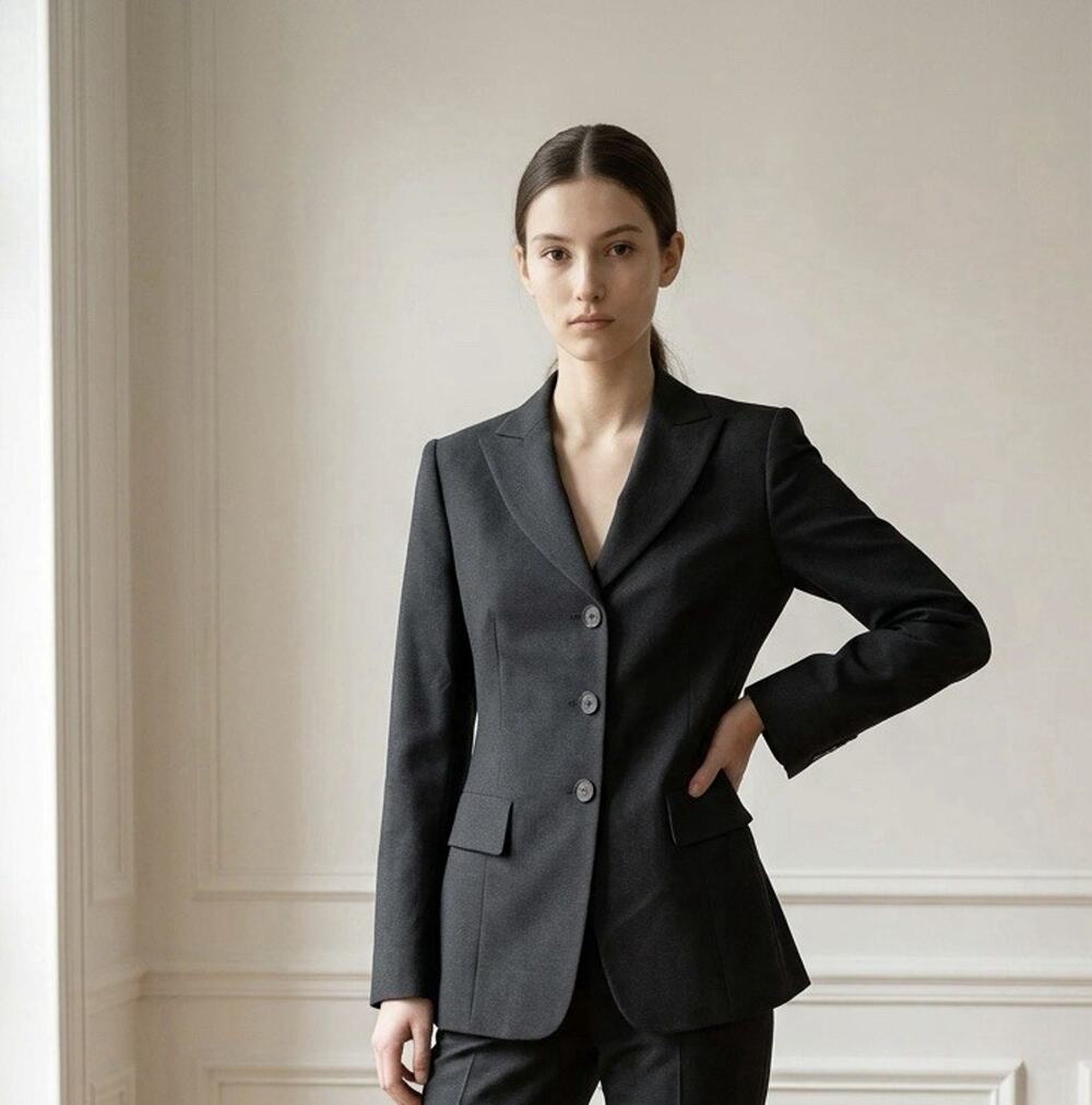 Anne Klein Women's 6 Suit Black 3 Signature Button Blazer Career Chic Y2K EUC